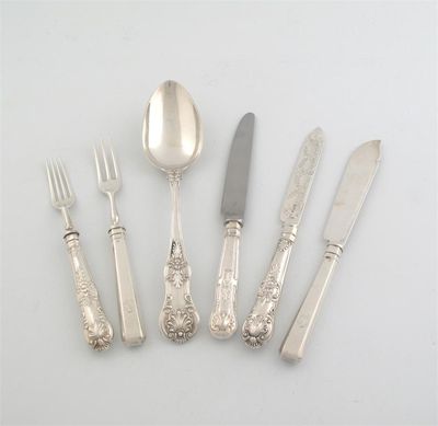 Appraisal: Assorted flatware comprising a set of late Victorian dessert knives