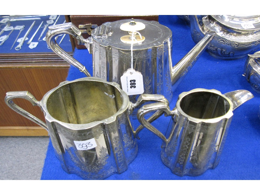 Appraisal: Three piece silver plated tea service