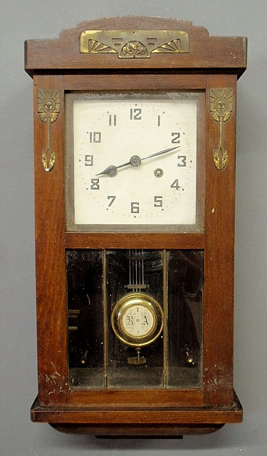 Appraisal: - German Art Deco wall clock c with brass ormolu