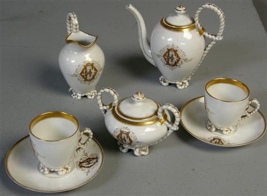 Appraisal: th century continental early morning tea set highlighted in gilt