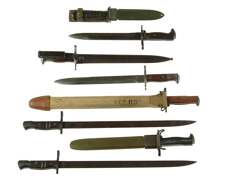 Appraisal: LOT OF EIGHT AMERICAN BAYONETS Pattern Rock Island dated with