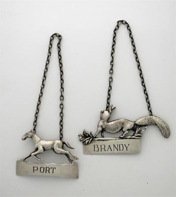 Appraisal: Two modern cast wine labels PORT with a running horse