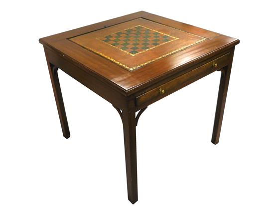 Appraisal: th C game table leather-top game boards top chessboard lifts