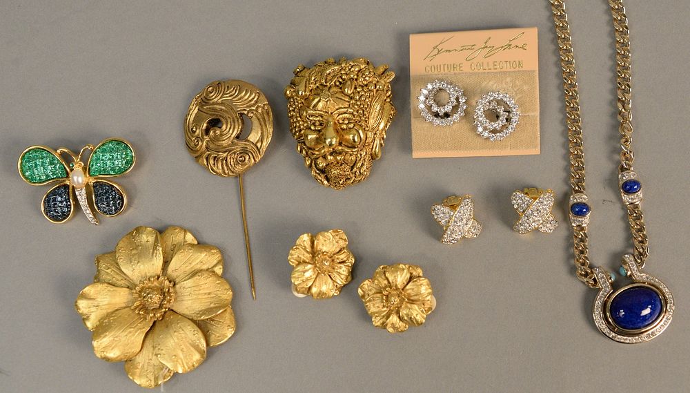 Appraisal: Group of designer jewelry to include two Elizabeth Canovas brooches