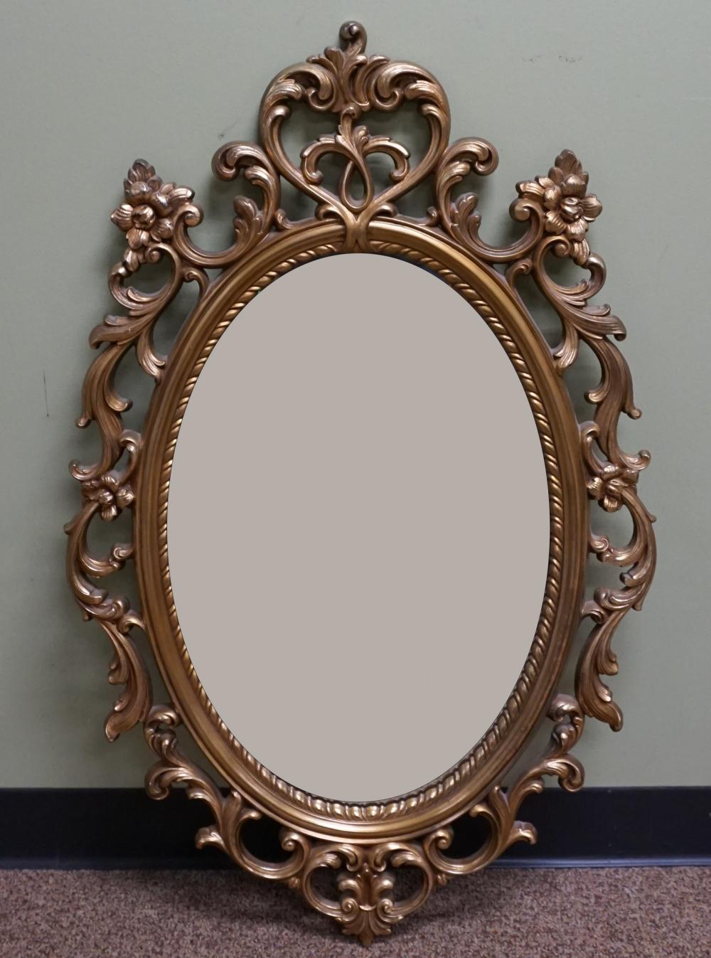 Appraisal: LOUIS XV STYLE GILT COMPOSITION FRAME OVAL MIRROR FRAME X