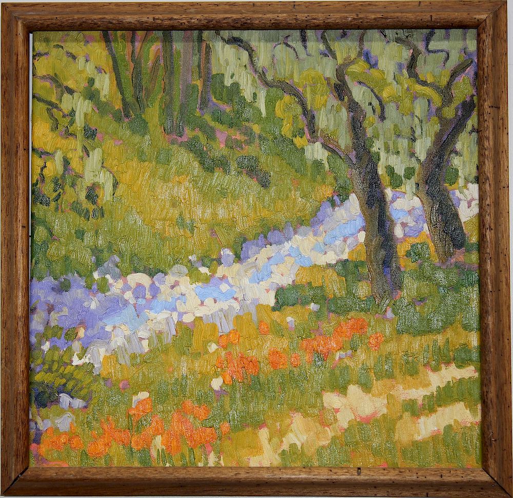 Appraisal: Crane Creek Park Sonoma CA Signed Painting Crane Creek Park