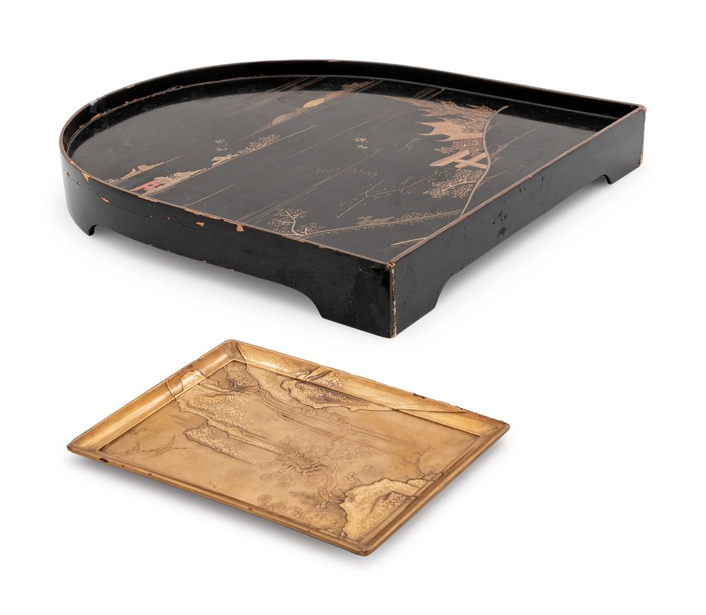 Appraisal: Two Lacquer Trays Two Lacquer Trays the first a small