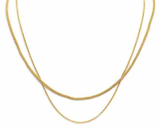 Appraisal: A Group of Karat Yellow Gold Chains consisting of one