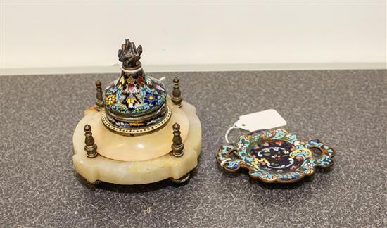 Appraisal: Sale Lot A Continental Champlev Inkstand TH TH CENTURY together