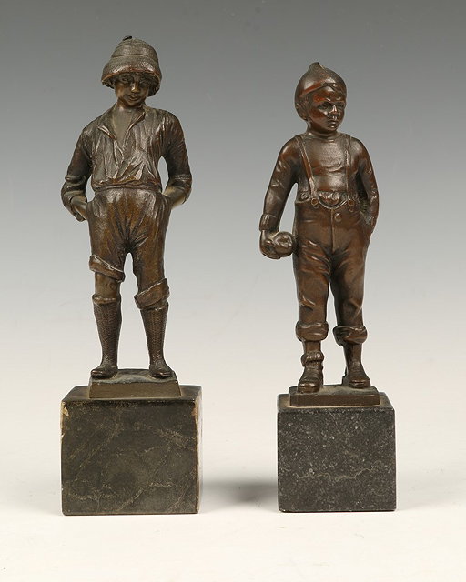 Appraisal: A BRONZE FIGURE of a young girl standing on a