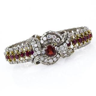 Appraisal: Retro Circa s Ruby Round Brilliant and Baguette Cut Diamond