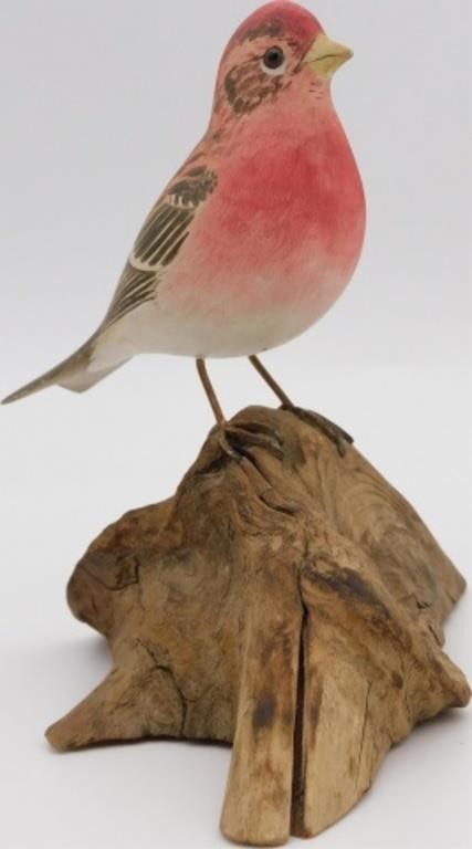 Appraisal: ROBERT MORSE SIGNED CARVED AND PAINTED MINIATUREdecoy Purple Finch high