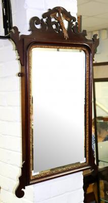 Appraisal: A George II style mahogany fret framed mirror inlaid a