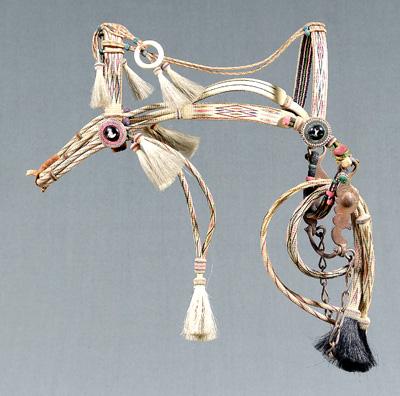 Appraisal: Horsehair bridle elaborate head stall with diamond designs tassels and