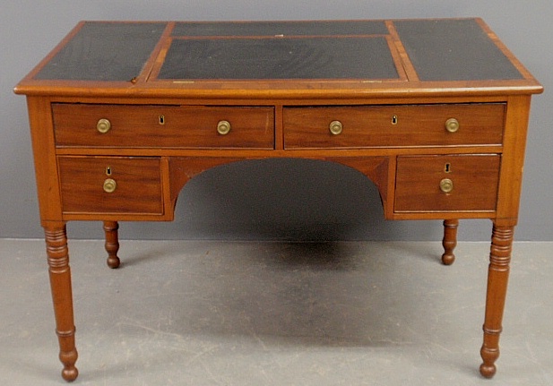 Appraisal: - English Sheraton mahogany writing table c with an adjustable