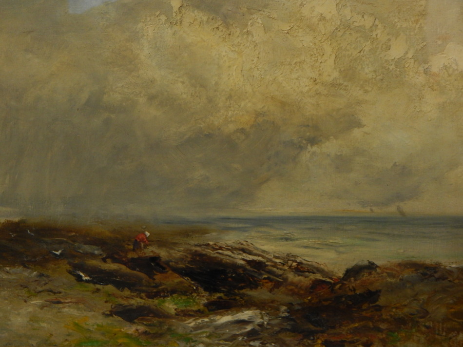 Appraisal: William Langley - Mussel picker - coastal scene oil on