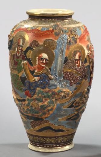 Appraisal: Large Japanese Meiji Satsuma Pottery Vase fourth quarter th century