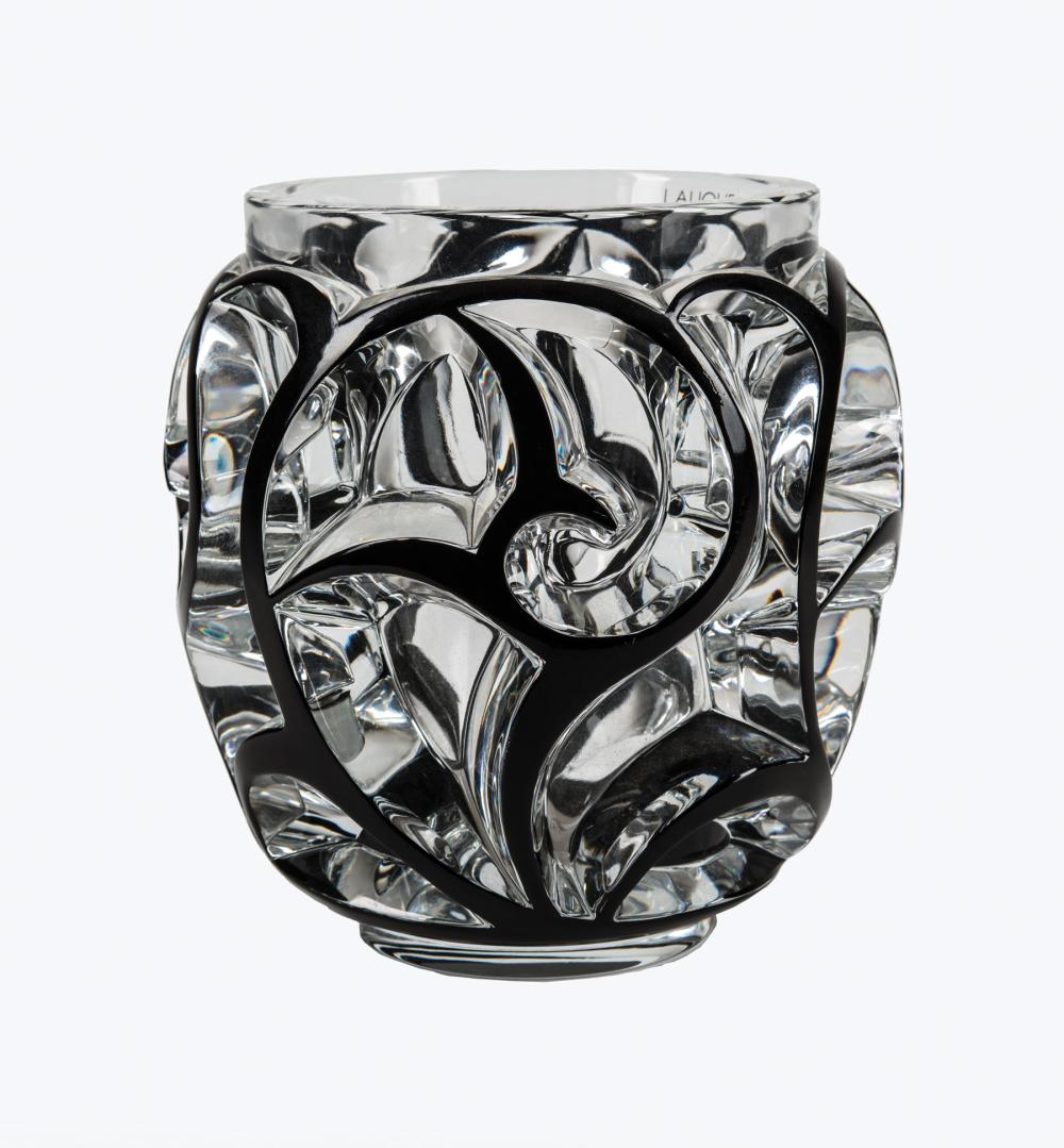 Appraisal: Lalique Molded Clear and Enameled Glass Tourbillons Vase marked Lalique