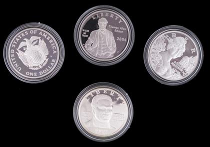 Appraisal: Five assorted commemorative proof silver dollarsCased and boxed