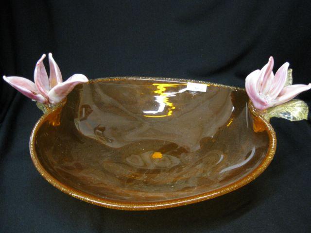 Appraisal: Murano Art Glass Centerpiece Bowl orange with silver mica throughout