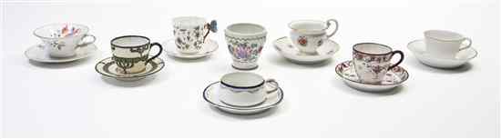 Appraisal: A Collection of Seven Continental Cabinet Cups and Saucers including