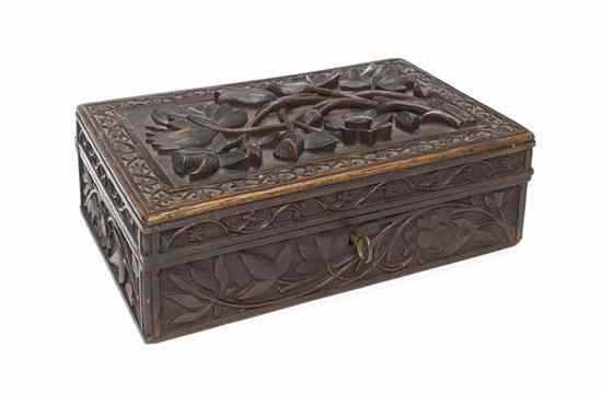 Appraisal: A Continental Carved Oak Table Casket of rectangular form with