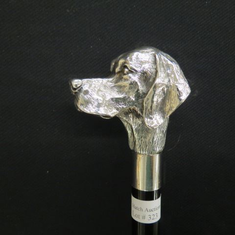 Appraisal: Silver Figural Dog Head Walking Stick retriever