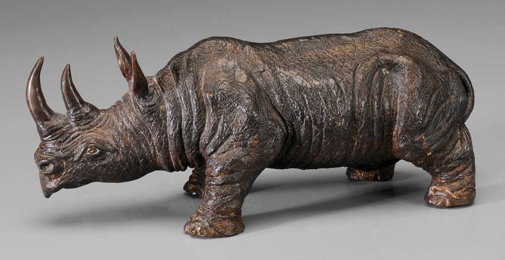 Appraisal: Bronze Wildlife Sculpture Rhinoceros unsigned patinated bronze - x x