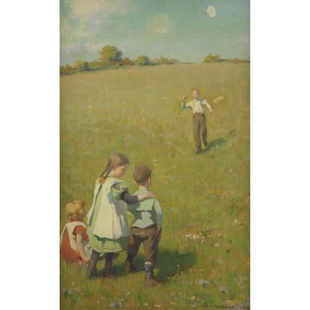 Appraisal: William Russell Whitmore American - Flying a Kite and Picking