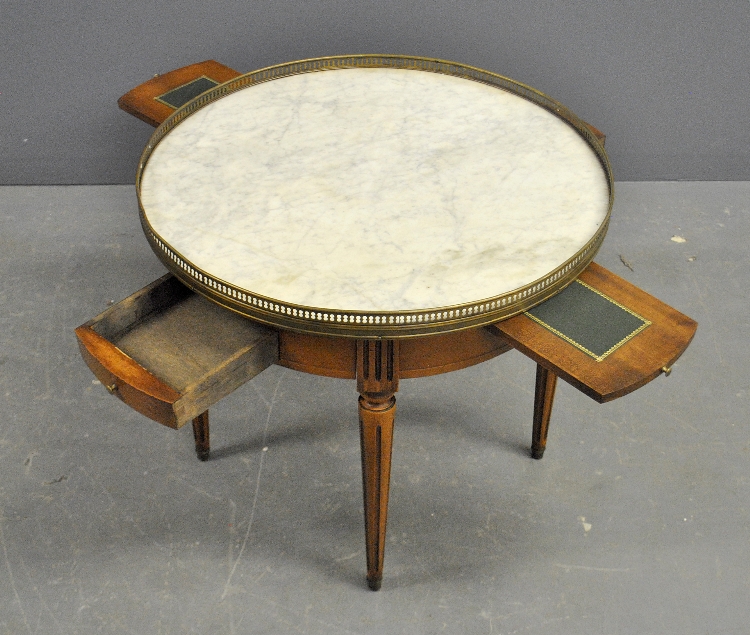 Appraisal: - Italian round marble top end table with brass galleried