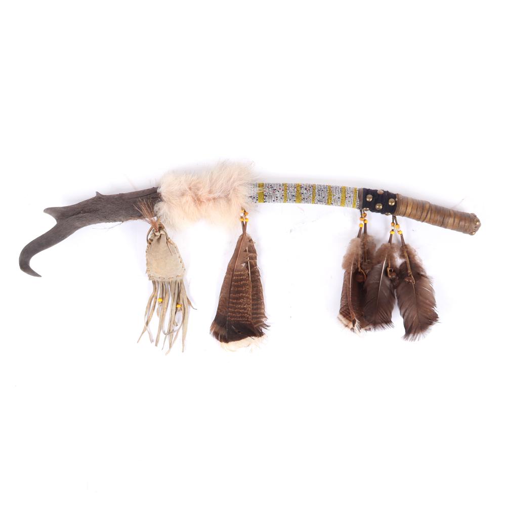 Appraisal: SIOUX NATIVE AMERICAN PRONGHORN MEDICINE DANCE STICK WITH COYOTE TAIL