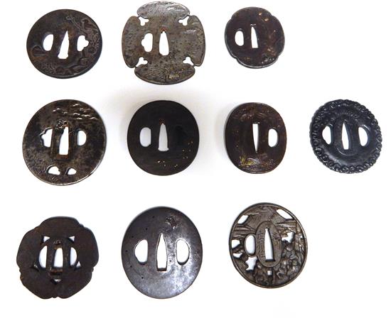 Appraisal: ASIAN ten Japanese tsuba th th C mixed metals and