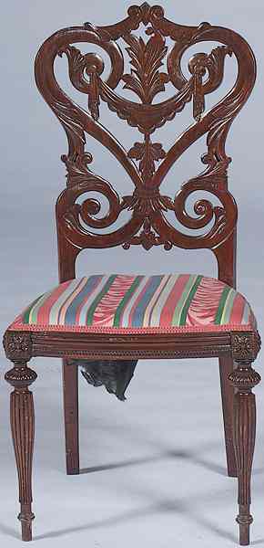 Appraisal: Continental Side Chair Continental th century a mahogany side chair