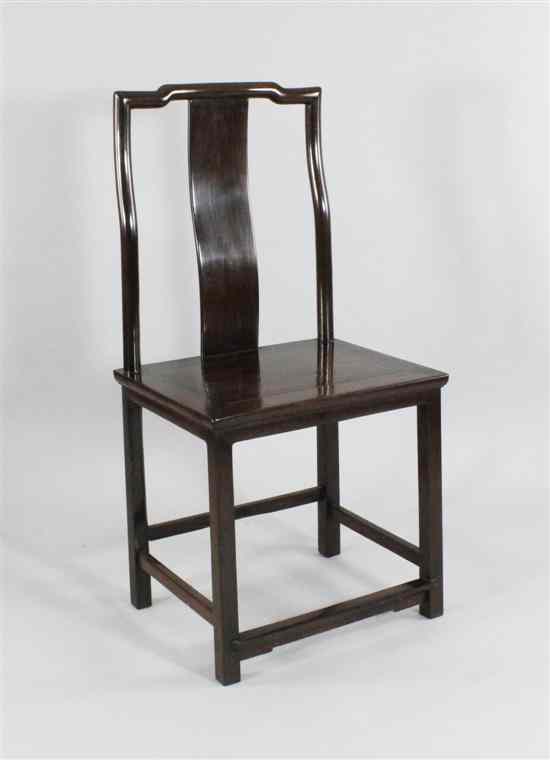 Appraisal: A late th Century Chinese huanghuali wood chair with solid