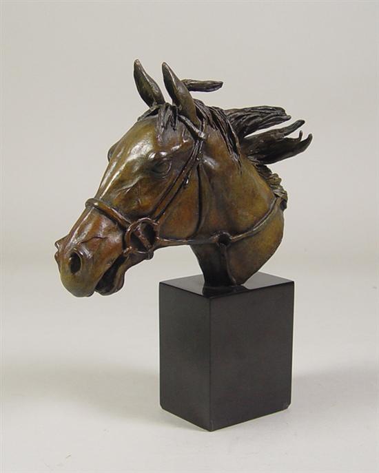 Appraisal: Cast Bronze Horse Head Sculpture Mounted on black marble base