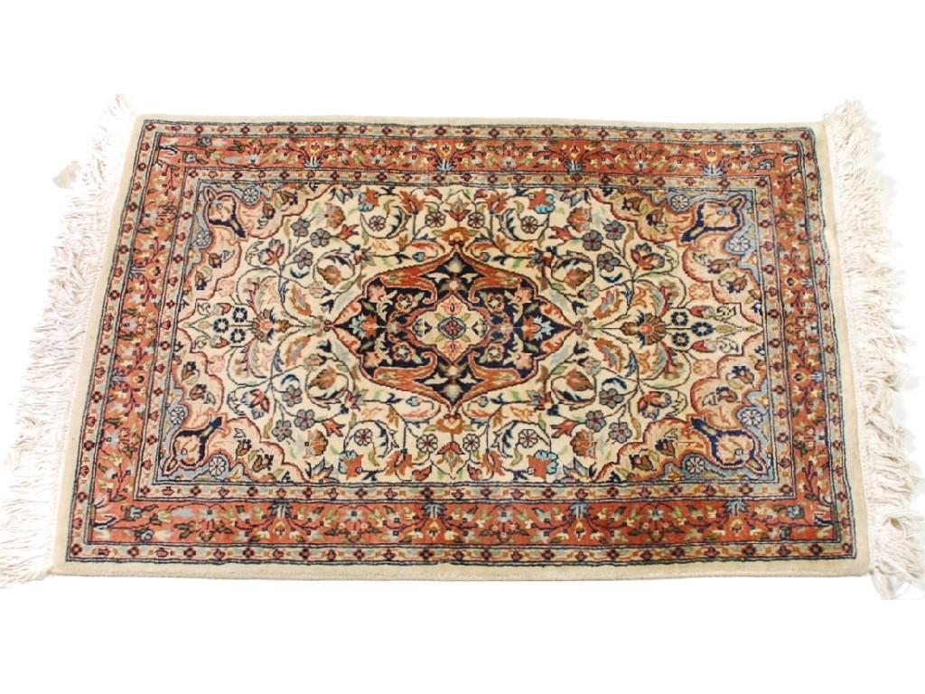 Appraisal: KASHAN PERSIAN RUG with dark blue and floral diamond shaped