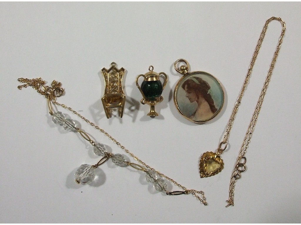 Appraisal: Lot comprising ct gold mounted open photo locket heart shaped