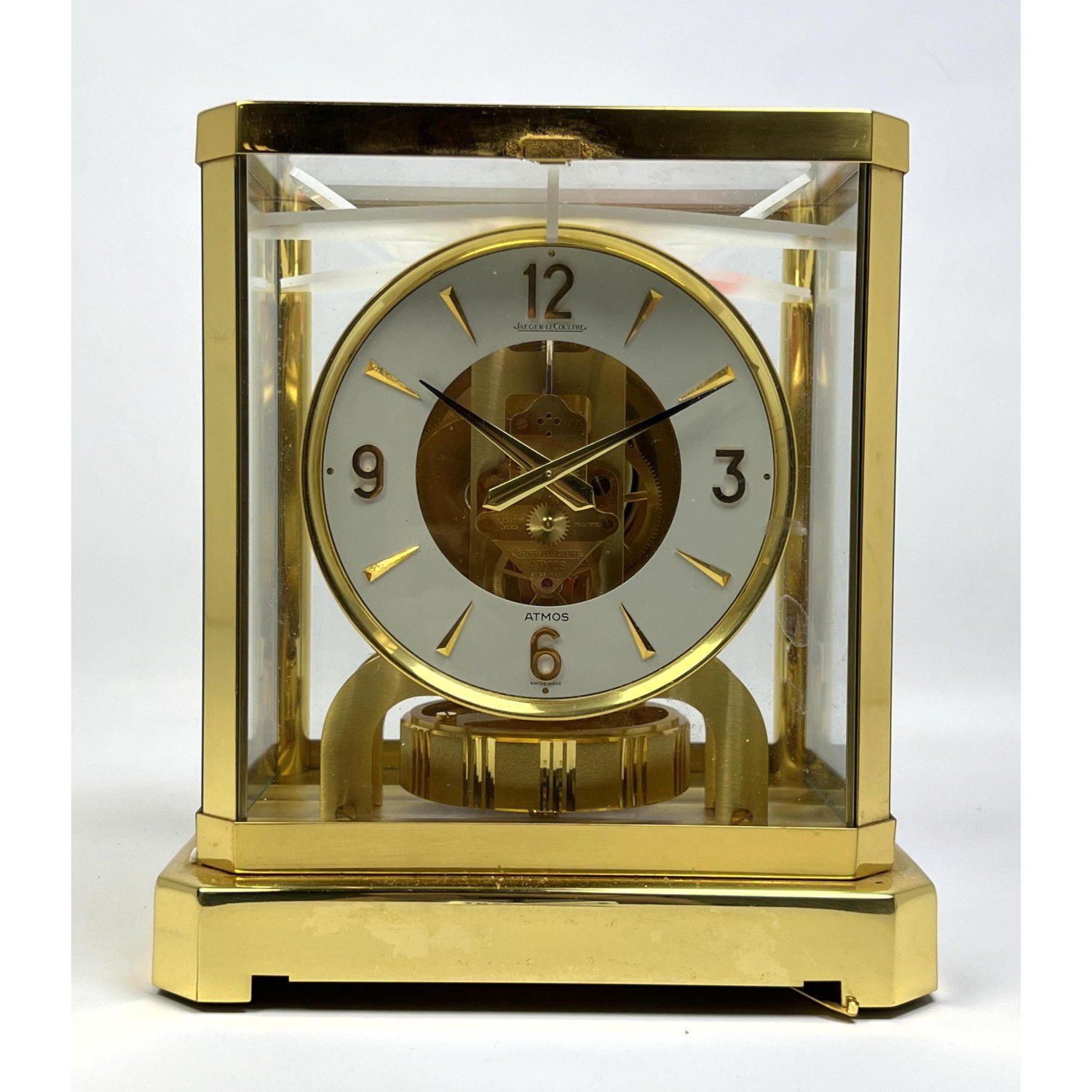 Appraisal: Never Used Atmos JAEGER LeCOULTRE Mantle Clock Brass and Glass