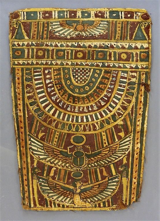 Appraisal: Ancient Egyptian Sarcophagus Painted Chest Plate Egypt BC Polychrome decorated