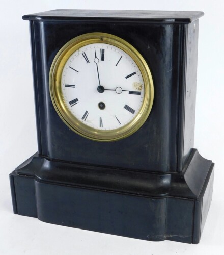 Appraisal: A thC slate mantel clock with cm diameter Roman numeric