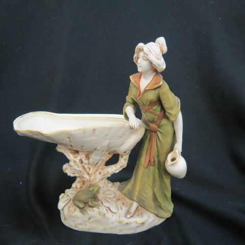 Appraisal: Royal Dux Porcelain Art Nouveau Figural Compote lady with pitcher