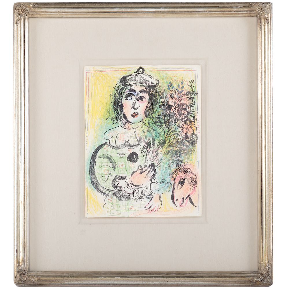 Appraisal: Marc Chagall Clown with Flowers Russian French - Color lithograph