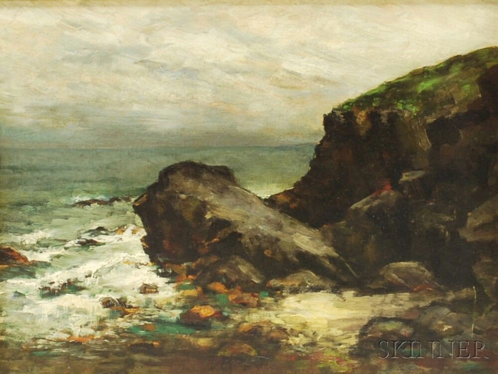 Appraisal: American School th th Century Seascape with Rocky Coast Unsigned