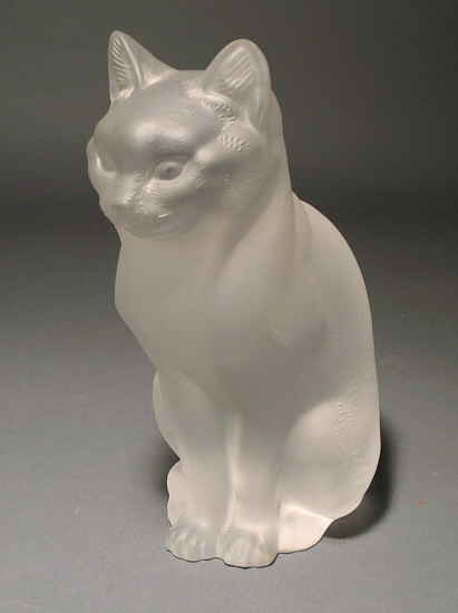 Appraisal: Lalique glass seated cat h