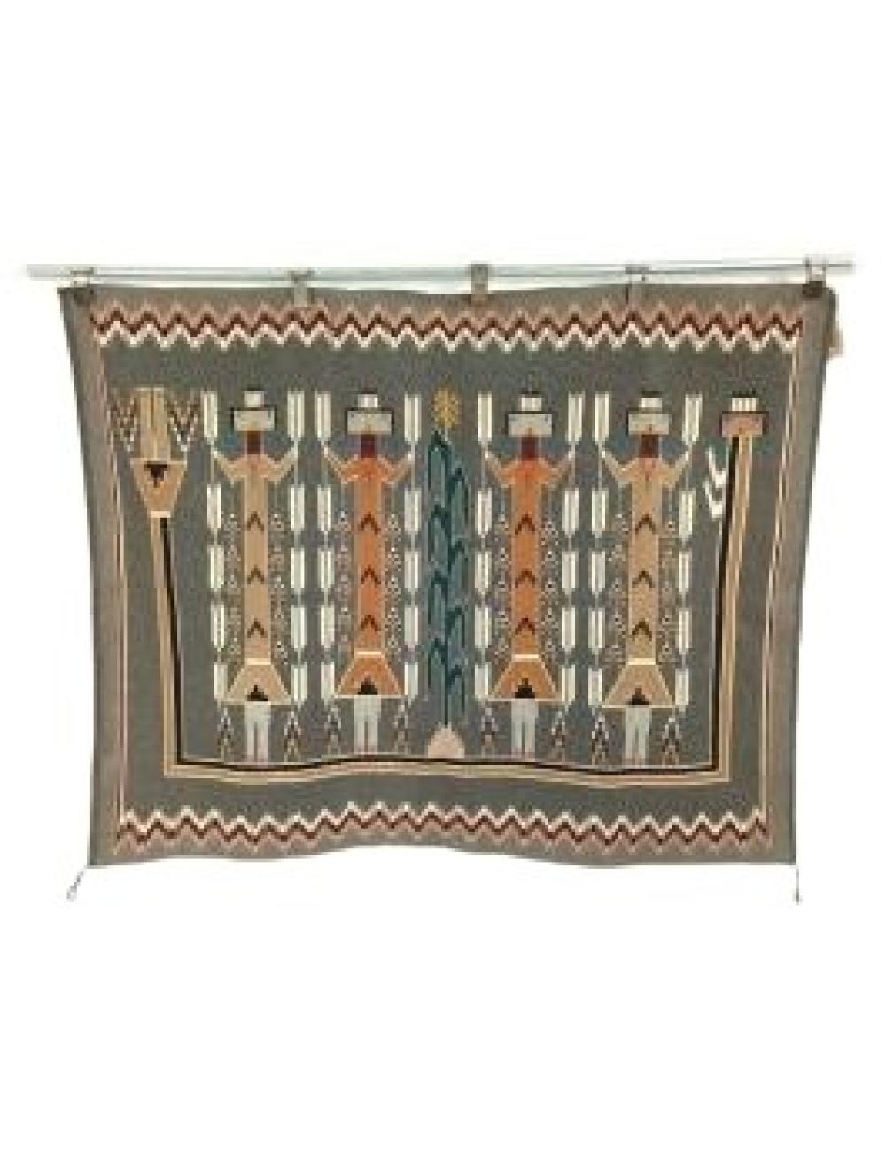 Appraisal: NATIVE AMERICAN NAVAJO EXCEPTIONAL YEI WEAVING BY LUCY FARLEY -