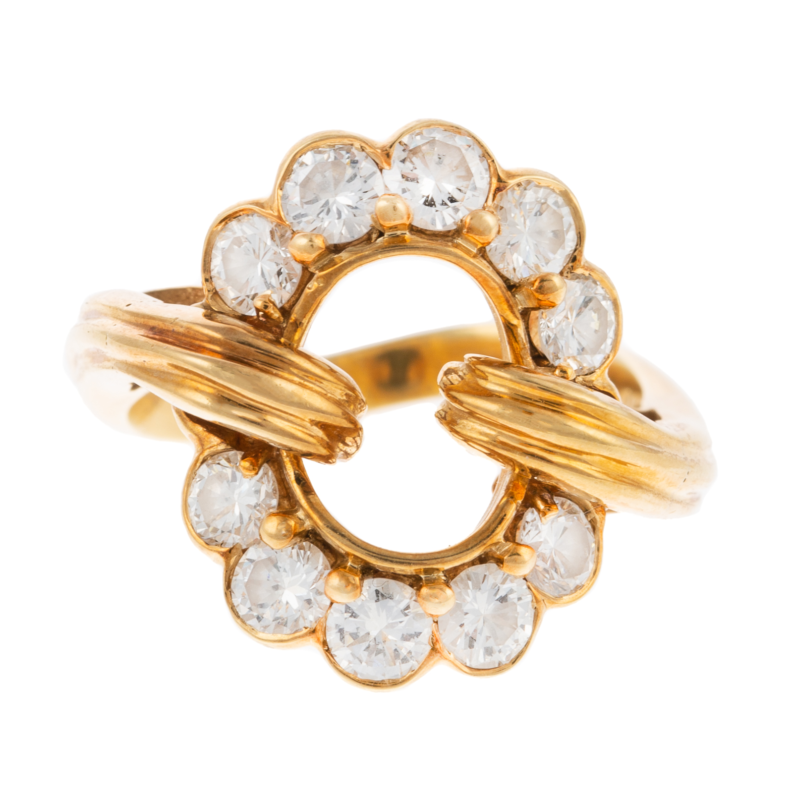 Appraisal: A MID-CENTURY OPEN CIRCLE DIAMOND RING IN K K yellow