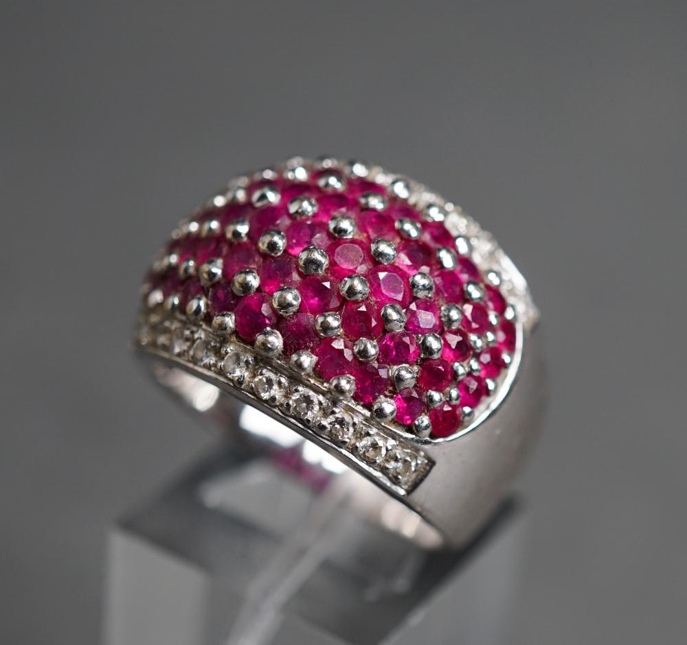 Appraisal: Le Vian -Karat White-Gold Ruby and Diamond Bombe Ring gross