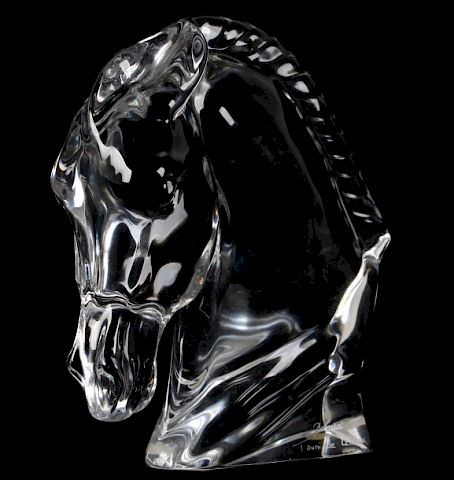 Appraisal: Baccarat Tauni de Lesseps Horse Head Statue This item is