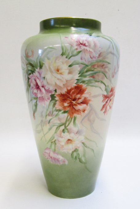 Appraisal: WILLETS BELLEEK HAND PAINTED PORCELAIN VASE having high shoulders and