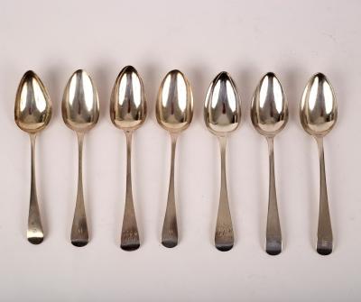 Appraisal: Five George III silver tablespoons various and a pair of